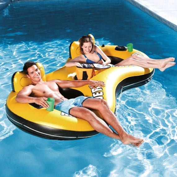 Bestway 102" x 53" Inflatable Rapid Rider x2 Tub Double Ring Float Lounge