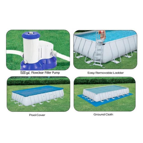 BESTWAY Power Steel Rectangular Frame Swimming Pool Set 6.71m(22’) x 3.66m x 1.32m