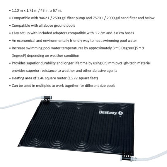 Bestway 1.10m x 1.71m Solar Heating Pad Pool Heater