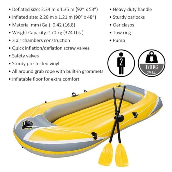 Bestway 2.28m x 1.21m Hydro-Force Inflatable Raft Set